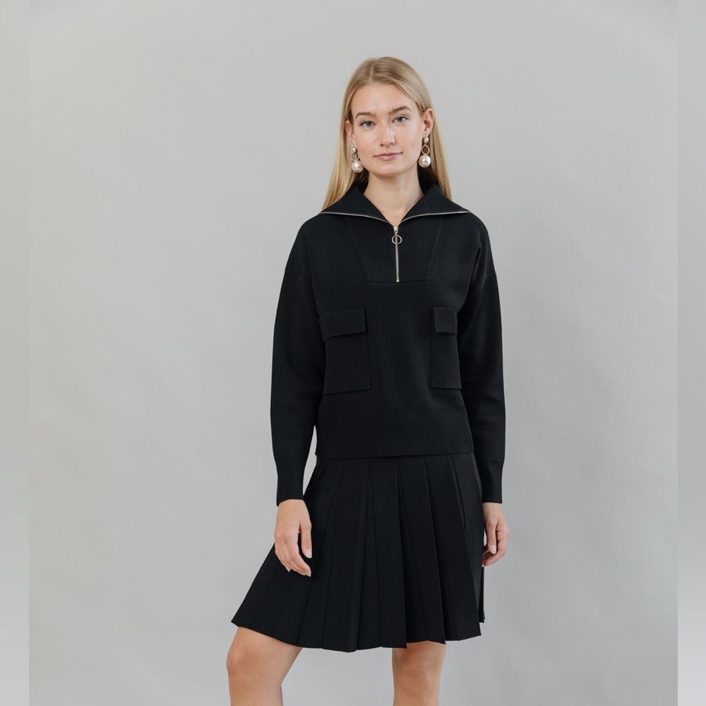 Apparalel Knit Zip Top Black